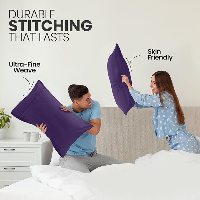 Pillow Covers by Utopia Bedding - Queen Size 2-Pack – Soft Brushed Microfiber – Perfect for Hospitals, Hotels, Guest Rooms – Oeko-TEX Certified, 20x30 Inches (Egg Plant)