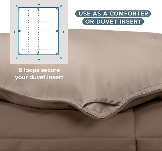Bare Home Queen Comforter - Reversible Colors - Goose Down Alternative - Ultra-Soft - Premium 1800 Series - All Season Warmth - Bedding Comforter (Queen, Cocoa/Taupe)