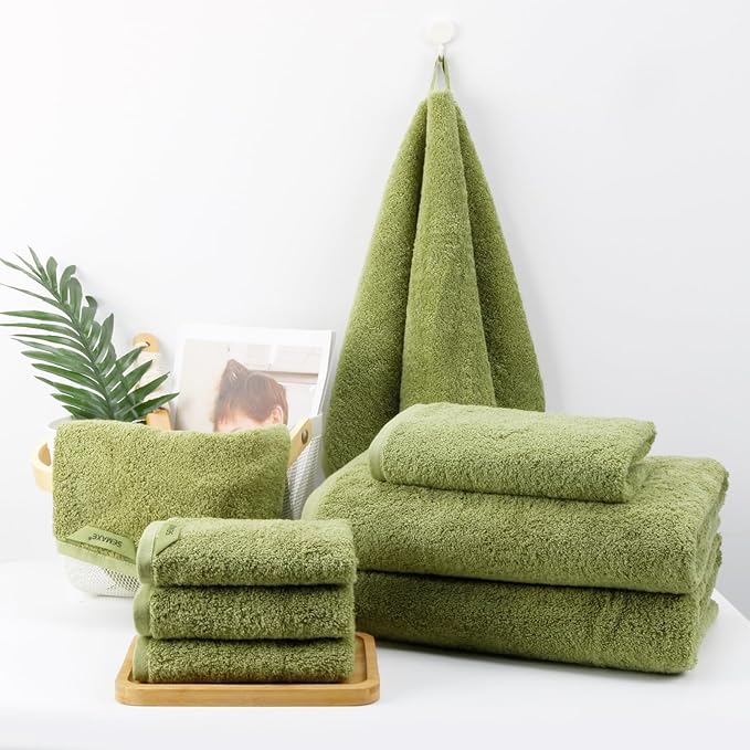 SEMAXE 12 Pack Hand Towels for Bathroom, 100% Cotton Towels with Hanging Loops, Soft and Highly Absorbent, Hand Towel Set for Gym, Shower, Hotel, Spa and Kitchen, Green