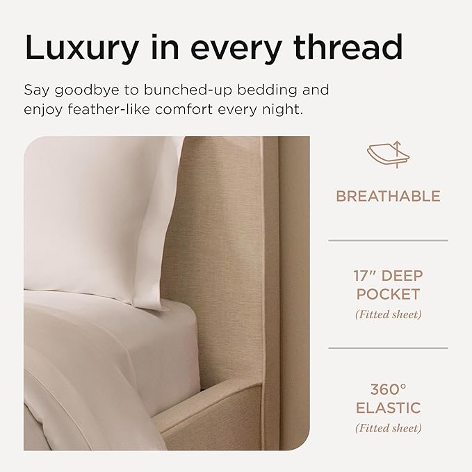 Threadmill Certified 100% American Supima Luxury Cotton Sheets California-King Sheets,1000 Thread Count Sateen Weave, 4 Pc Luxury Bed Sheets Set, Hotel White Sheet with Elasticized Deep Pocket