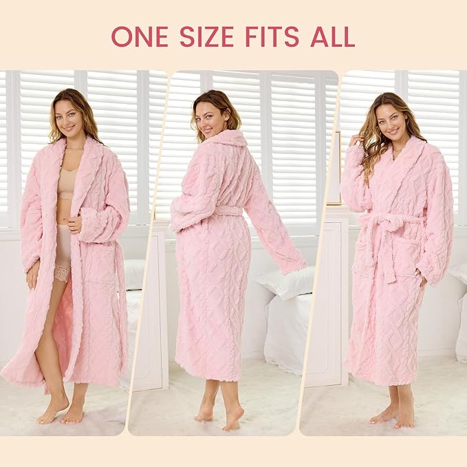 MIZZEO Microfiber Robes for Women, Cozy Soft Warm Plush Women Robe Plush Long Bathrobe
