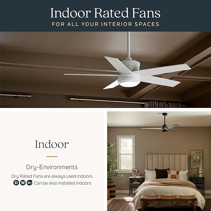 KICHLER 65 inch Gentry LED Ceiling Fan in Distressed Black with Reversible Blades, Extra Large