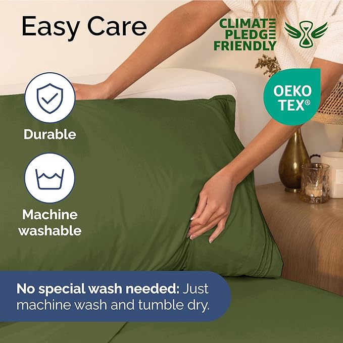 Twin XL Size 3-Piece Sheet Set - Extra Soft, Breathable & Cooling - Hotel Luxury Durable Bed Sheets for Women & Men - Deep Pockets, Easy-Fit & Wrinkle-Free - Deep Olive Oeko-Tex
