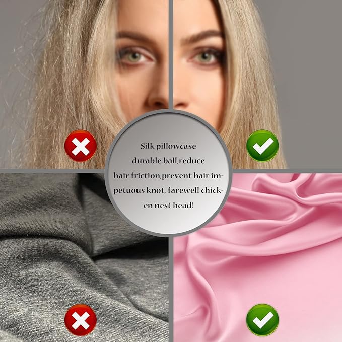 Natural Mulberry Silk Pillowcase for Hair and Skin Queen Size 20"X30" Silk Pillow Case with Hidden Zipper Soft Breathable Smooth Cooling Silk Pillow Covers for Sleeping(Pink,Queen,1Pcs)