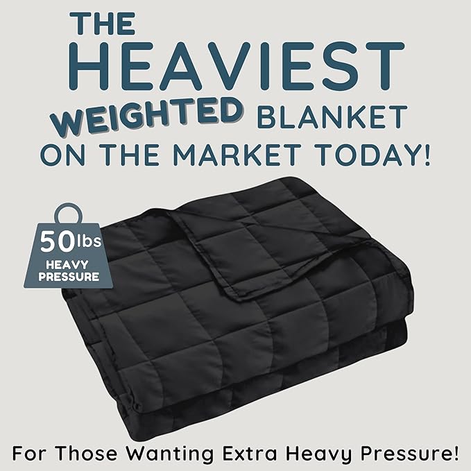 HomeSmart Products 50lbs Weighted Blanket Queen Size - Breathable, Hypoallergenic Soft Fabric, The Heaviest Weighted Blanket Black