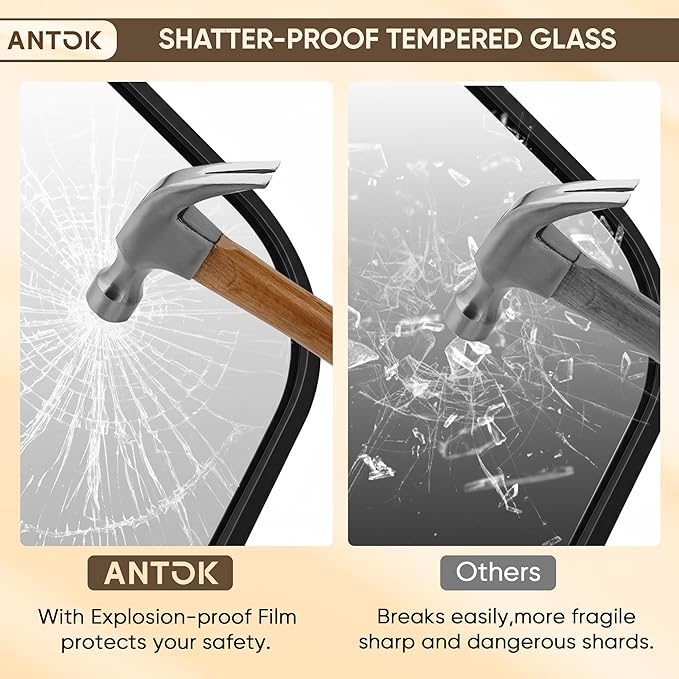 Antok 2-Pack Bathroom Mirrors, 24"x36" Double Wall Mirrors, Decorative Mirror Vanity Mirror Aluminum Alloy Frame Contemporary Hanging for Living Room Bathroom Entryway, Black