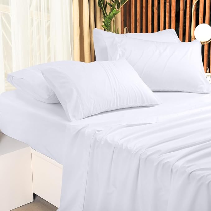 Utopia Bedding California King Sheet Set – 4 Piece Bed Sheets for Cal King Size Bed, Soft and Breathable Microfiber, Includes 1 Fitted Sheet, 1 Flat Sheet and 2 Pillowcases (White)