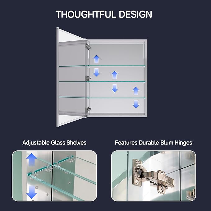 Medicine Cabinet 24" x 30", Bathroom Medicine Cabinet with Mirror, Recessed Medicine Cabinets with Adjustable Shelves, Soft-Closing Door, and Aluminum Alloy Frame - Reverse Installation, Silver