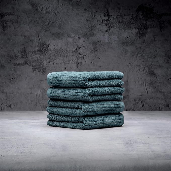 LUXOME Luxury Performance 4-Piece Hand Towel Set | Patented Quick-Dry Tech | Ultra Soft | 16" W x 30" L | Ocean