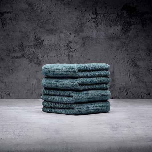 LUXOME Luxury Performance 4-Piece Hand Towel Set | Patented Quick-Dry Tech | Ultra Soft | 16" W x 30" L | Ocean