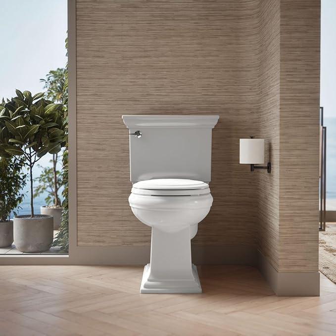 KOHLER 78059-RL-0 Rutledge Nightlight ReadyLatch Slow Close Toilet Seat, Round-Front, Quiet-Close Lid and Seat, Grip-Tight Bumpers, White