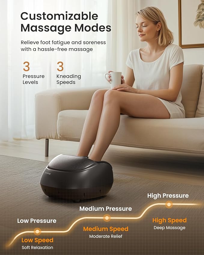 RENPHO Foot Massager Machine with Heat [2026 Upgraded], Shiatsu Foot Massager for Plantar Fasciitis, Birthday Gifts for Women, Wireless Control, Up to Size 13, BK