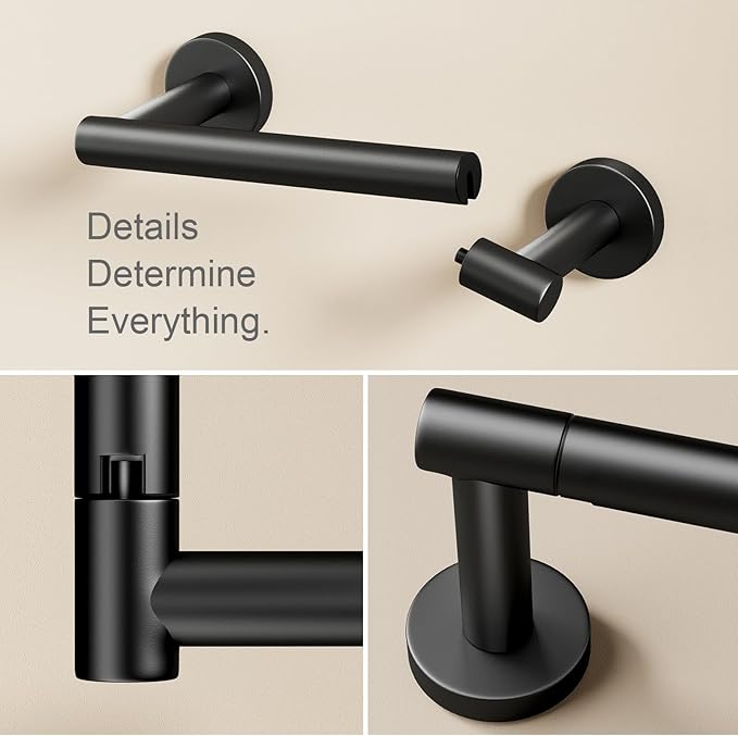 Matte Black Toilet Paper Holder, Stainless Steel Double Post Pivoting Toilet Paper Roll Holder for Bathroom Wall Mount, Commercial Toilet Tissue Dispensers, Fits for Mega Large Roll Paper