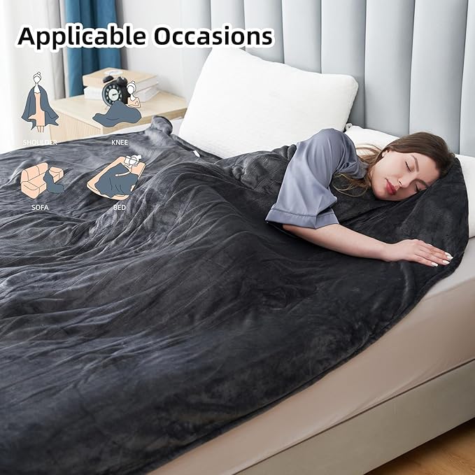 Electric Heated Blanket Queen Size 84"x 90",Dual Control Super Cozy Soft Warm with 5 Heat Levels &10 Hours Auto Off, Home Office Use & Machine Washable, Dark Gray