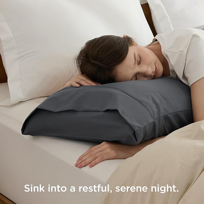 Bedsure Queen Pillow Cases Set of 4 - Dark Grey Brushed Microfiber Pillowcases 4 Pack, Super Soft Pillow Case Covers with Envelope Closure, Wrinkle, Fade and Stain Resistant, 20x30 Inches