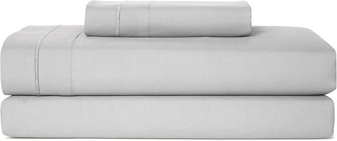 CASUAL LIVING Twin XL Sheets Set 3 Piece Cooling Sheets with 1 Pillowcase Soft Microfiber Hypoallergenic Washable Bed Set Deep Pocket Lightweight Bedding for College Dorm Essentials, Twin XL, Grey