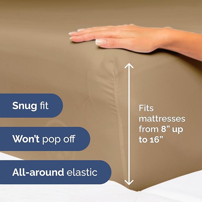 Twin Size 3 Piece Sheet Set - Extra Soft, Breathable & Cooling Sheets - Hotel Luxury Durable Bed Sheets for Women & Men - Deep Pockets, Easy-Fit & Wrinkle-Free Sheets - Caramel Oeko-Tex Bed Sheet Set