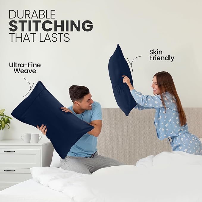 Pillow Covers by Utopia Bedding - Queen Size 2-Pack – Soft Brushed Microfiber – Perfect for Hospitals, Hotels, Guest Rooms – Oeko-TEX Certified, 20x30 Inches (Navy)