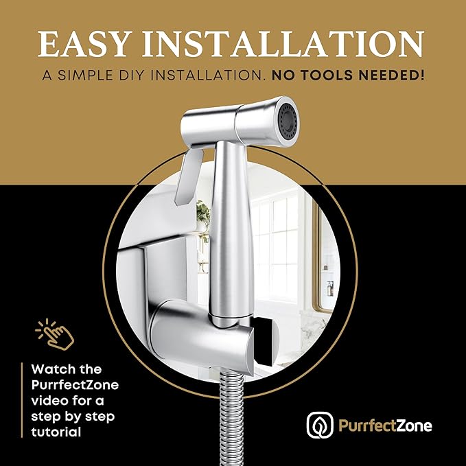 Purrfectzone 2 Pack Bidet Sprayer for Toilet, Handheld Bedet Shower Kit, Easy-to-Install Toilet Bidet Shattaf, Hand Held Stainless Steel Bedet with Adjustable Flow, Handheld Cloth Diaper Set