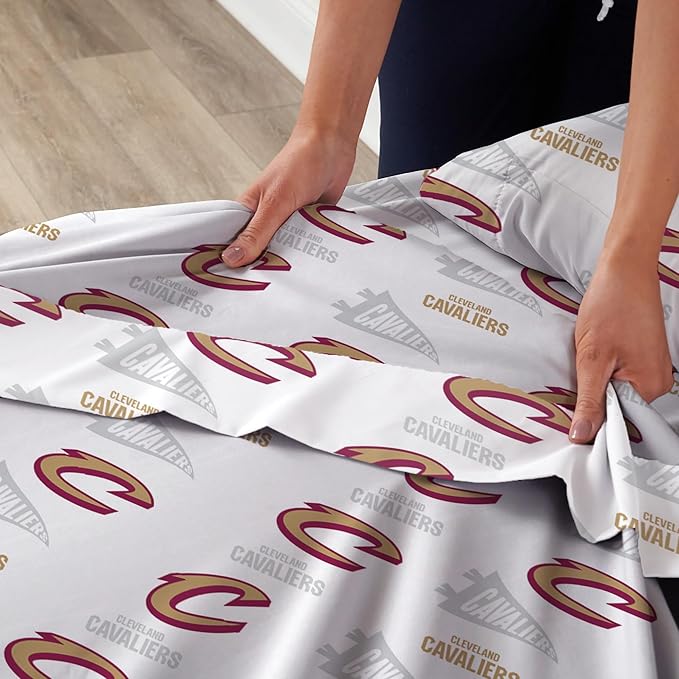 Northwest Officially Licensed Cleveland Cavaliers NBA Twin Size Sheet Set – Soft Team Logo Bedding for Dorms, Bedrooms, Fan Caves & Game Day Style