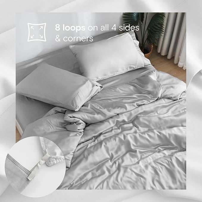 DOZ Duvet Cover Set, 100% Viscose derived from Bamboo, Organically Grown, Buttery Soft, Cooling Duvet Covers, High GSM, 1 Duvet Cover and 1 Pillowcase, 70"x90" (Dove, Twin/Twin XL)