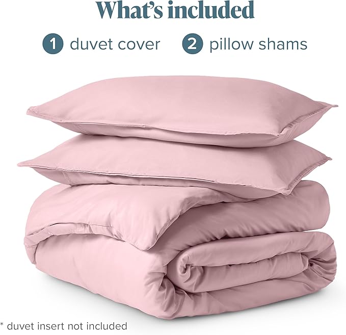Bare Home Bedding Duvet Cover Queen Size - Premium 1800 Super Soft Collection - Lightweight, Cooling - Soft Breathable Bedding Duvet Cover (Queen, Dusty Pink)