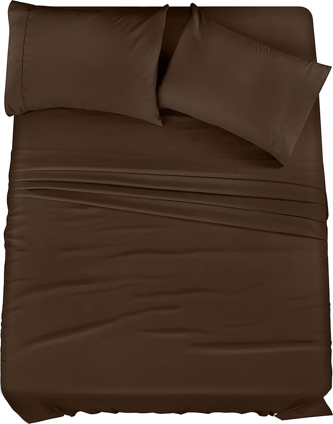 Utopia Bedding King Bed Sheets Set - 4 Piece Bedding - Brushed Microfiber - Shrinkage and Fade Resistant - Easy Care (King, Brown)