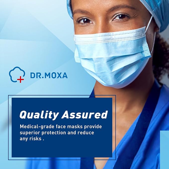 100 Pack Disposable Face Masks ASTM Level 2, Medical Grade 3 Ply Protection Face Mask for Adults - Comfortable,Soft, Breathable