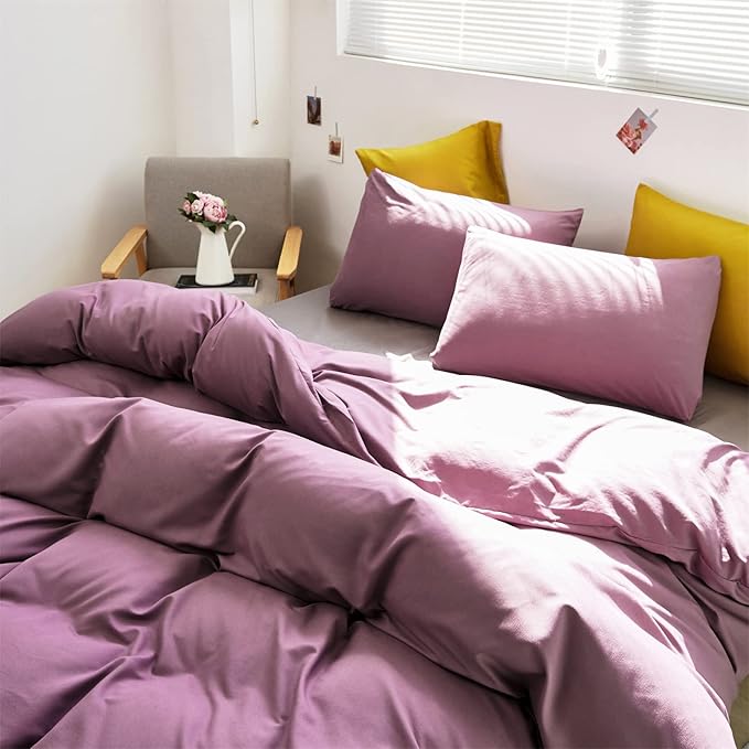 Cottonight Purple Comforter Set California King Dusty Purple Bedding Comforter Set Pale Mauve Blanket Quilts Soft Breathable Lilac Soft Breathable 3 Piece Comforter Set for Cal King Bed