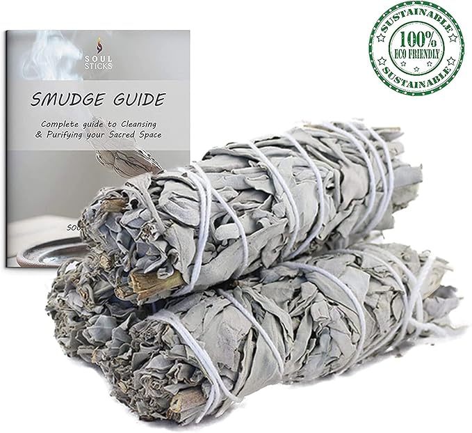 SOUL STICKS 4 Inch 100 Pack Organic White Sage Smudge Smudging Sticks | Cleansing and Negative Energy, Good Energy Meditation & Smudging Rituals | Sustainably Sourced California White Sage Bundle
