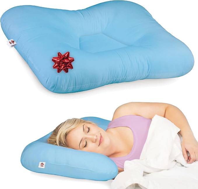 Core Products Tri-Core Cervical Support Pillow – Firm Orthopedic Neck Pillow for Pain Relief, Great Gift for Back and Side Sleepers – Ergonomic Contour Pillow – Assembled in USA, Full Size, Blue