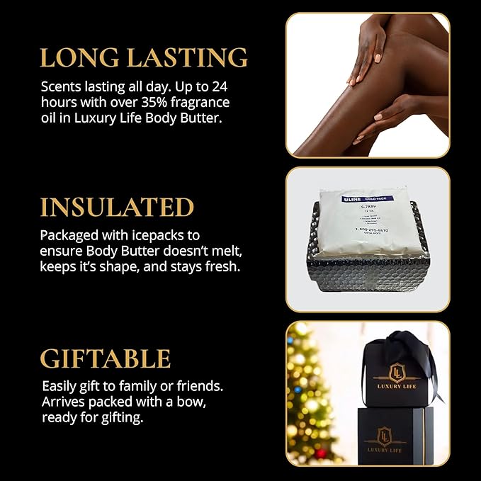 LUXURY LIFE BUTTER - Irresistibly Scented Body Butter with Hyaluronic Acid for Ultimate Moisture. Luxurious Natural Fragrance. Hydrates for a Non-Greasy Glamorous Glow, Presidential, 5 oz.
