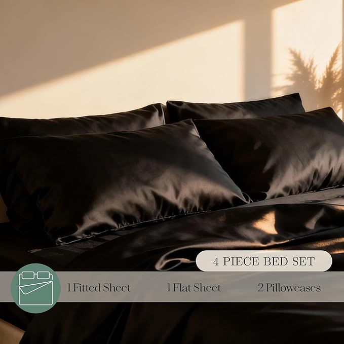 CASILVA Eucalyptus Sheets - Infused with Silver for Anti-Odor, Softer Than Silk Fibers, More Cooling Than Cotton - Perfect for Hot Sleepers & Sensitive Skin - 100% Tencel Lyocell - Queen Sheet Set