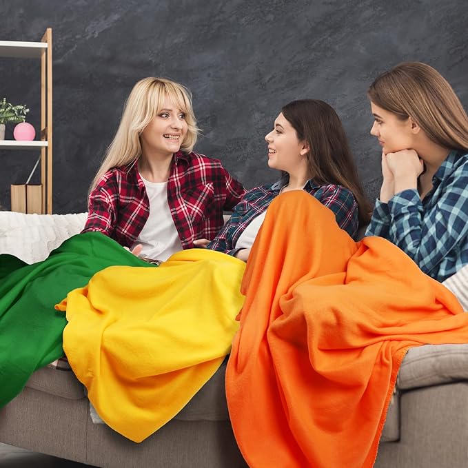 Kinlop Fleece Blanket Bulk 60 x 50 Inch Soft Lightweight Fleece Cozy Blanket Warm Throw Plush Pet Throw for Bed Couch Sofa Home Office Wedding Gifts Travel Camping(Stylish Color,80 Packs)