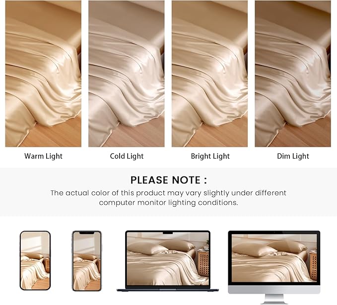 THXSILK 100% Pure Mulberry Silk Duvet Cover Set 3 Piece, 6A+ Grade Luxury Soft Bedding Silk Sheets for Hair and Skin, 1 Pcs Quilt/Comforter Cover with 2 Zippered Pillowcases (Champagne, Queen)