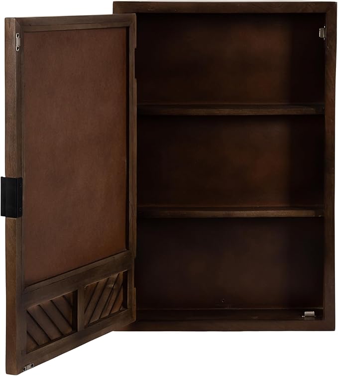 Kate and Laurel Mezzeta Decorative Modern Rectangle Bathroom Cabinet with Mirror, 20 x 5 x 30, Brown, Wooden Bathroom Mirror with Storage for Bath Medicine Cabinet or Over-The-Toilet Storage Cabinet