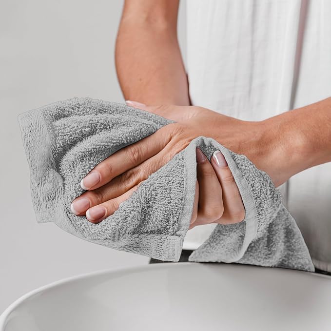 Hand Towels (Pack of 24) Grey Economy Salon Towels - 100% Cotton Spa Towel – 16 x 26 Inches Highly Absorbable, Facial Gym Towel, Hair Towels Face Towel Bulk