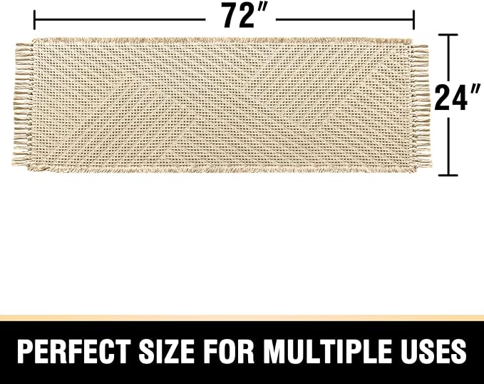 H.VERSAILTEX Waffle Bath Runner Rug Long Bath Mat Super Absorbent Boho Bath Rugs Non Slip Bath Runner for Bathroom Floor Machine Washable Dry Fast Bathroom Rugs with Tassels, 24" x 72", Sand