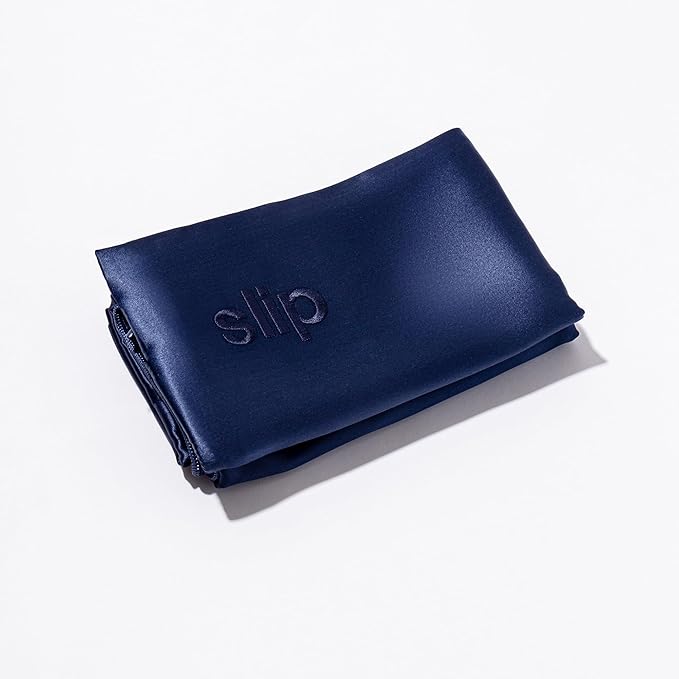 slip The Original Queen Pure Silk Pillow Case - 100% Pure 22 Momme Mulberry Silk - Queen Size Standard Pillow Case - Anti-Aging, Anti-BedHead, Anti-Sleep Crease, Navy, (20" x 30")