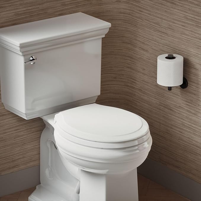 KOHLER 78052-RL-0 Rutledge ReadyLatch Quiet Close Rount Toilet Seat, Slow Close Lid and Seat, Grip-Tight Bumpers and Installation Hardware, White