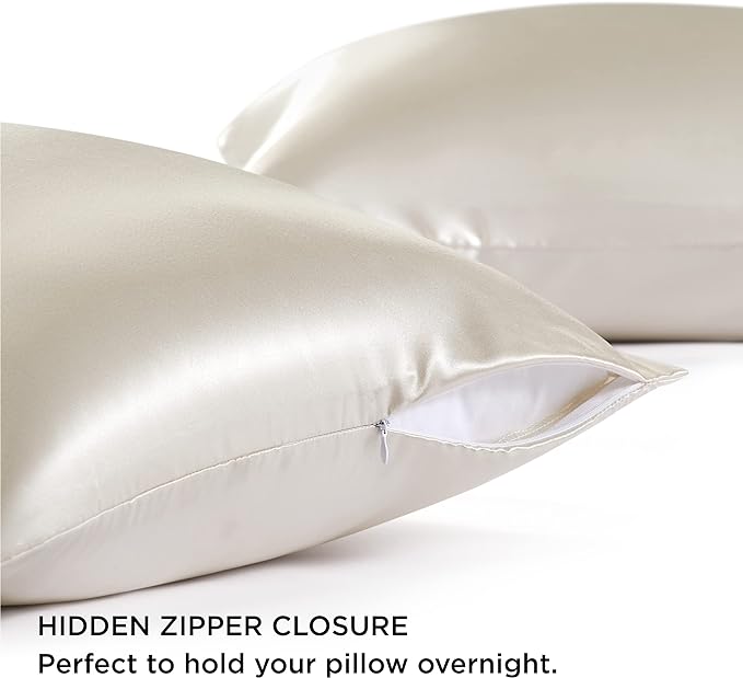 Bedsure Satin Pillowcase with Zipper, Similar to Silk Pillow Cases 2 Pack, Satin King Size Pillow Cases, Silky & Soft Pillow Cover for Hair and Skin, Gifts for Women Men, Peach Pink, 20x36 Inches