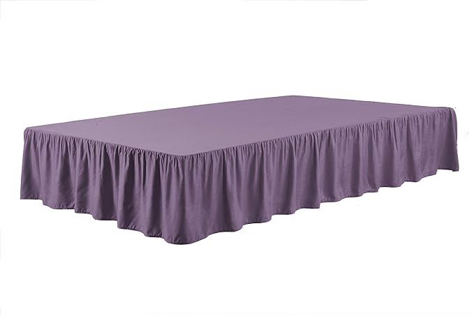 Sheets & Beyond Wrap Around Solid Microfiber Luxury Hotel Quality Fabric Bedroom Gathered Ruffled Bedding Bed Skirt 14 Inch Drop (Full, Lavender)