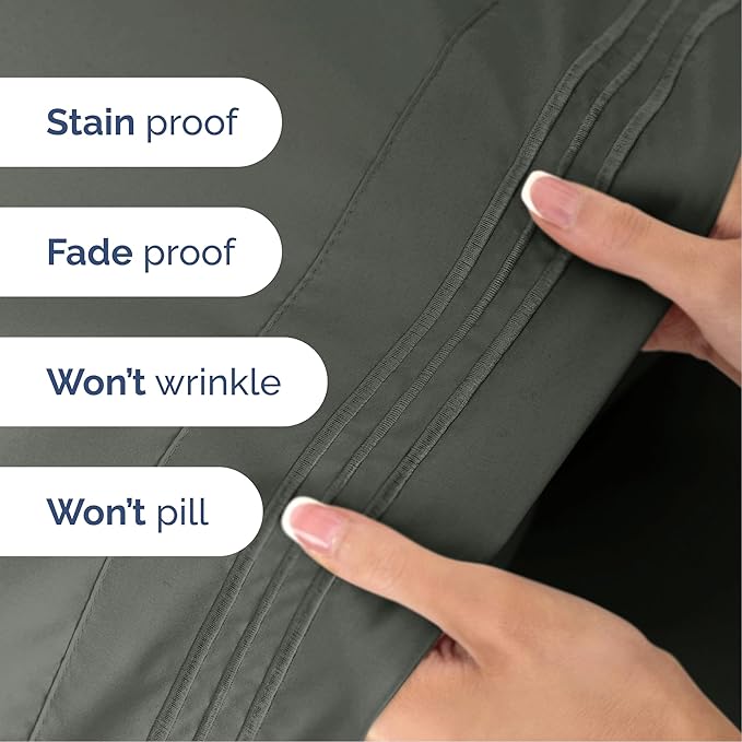 Cal King Size 4 Piece Sheet Set - Extra Soft, Breathable & Cooling Sheets - Hotel Luxury Bed Sheets for Women & Men - Deep Pockets, Easy-Fit & Wrinkle-Free Sheets - Dark Slate Grey Oeko-Tex Bed Sheets