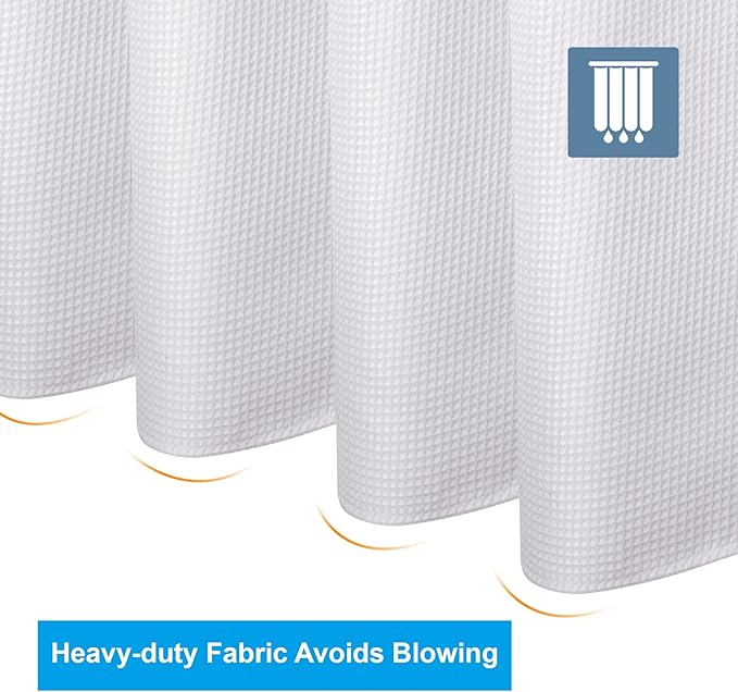 AmazerBath 78 Inch Shower Curtain Fabric, Waffle Shower Curtain 72x78 Inches, Long Shower Curtain White Heavy Duty Hotel Quality Bathroom Shower Curtains