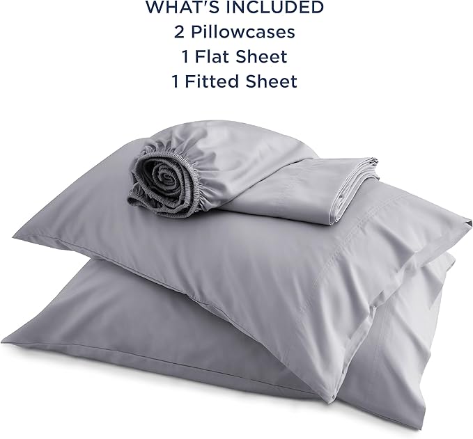 Bedsure King Size Sheet Set, Cooling Sheets King, Rayon Derived from Bamboo, Deep Pocket Up to 16", Breathable & Soft Bed Sheets, Hotel Luxury Silky Bedding Sheets & Pillowcases, Silver Grey