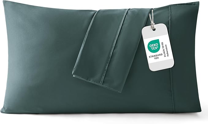 Bedsure Pillow Cases Standard Size Set of 2 - Forest Green Brushed Microfiber Pillowcases, Super Soft and Cozy Pillow Case Covers with Envelope Closure, Wrinkle, Fade and Stain Resistant, 20x26 Inches