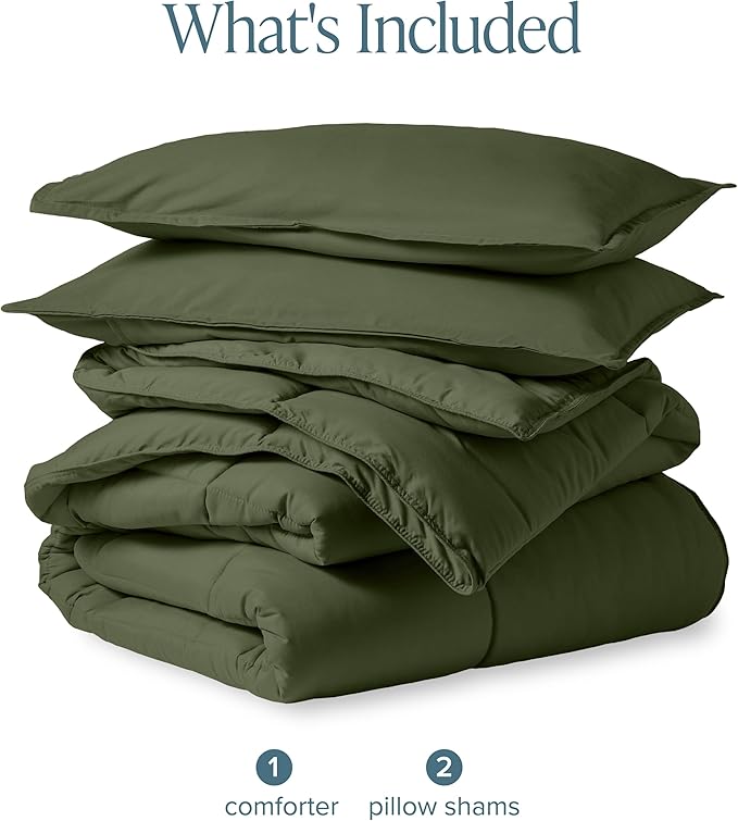 Bare Home Comforter Set - Oversized King Size - Ultra-Soft - Goose Down Alternative - Premium 1800 Series - All Season Warmth (Oversized King, Cypress)