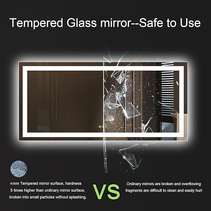 Amorho LED Bathroom Mirror 84" X32" with Front and Backlight, Large Dimmable Wall Mirrors with Anti-Fog, Shatter-Proof, Memory, 3 Colors, Double LED Vanity Mirror