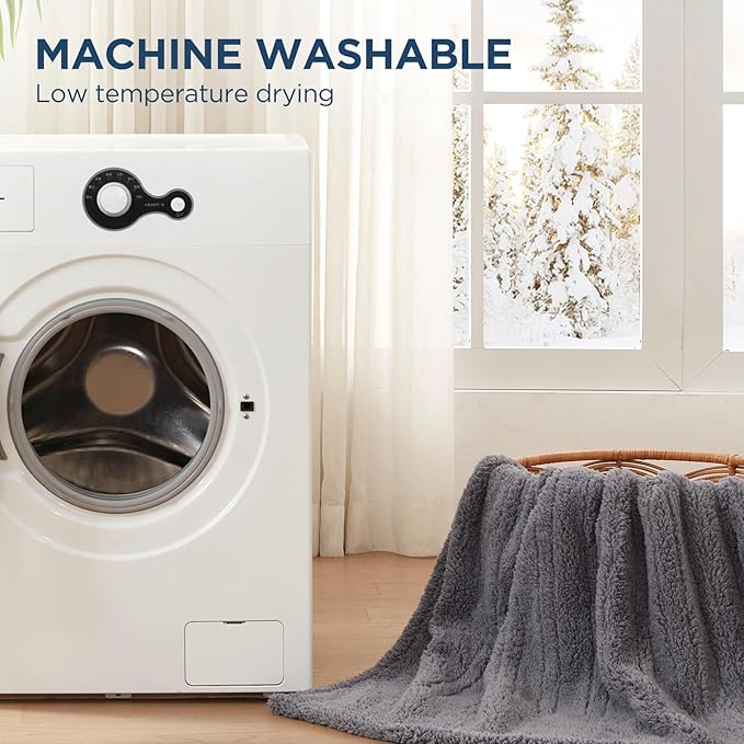 Westinghouse Electric Blanket Queen Size, Soft Plush Sherpa Heated Blanket with 10 Heating Levels & 1-12 Hours Auto-Off, Machine Washable, 84x90 inches, Darkgrey