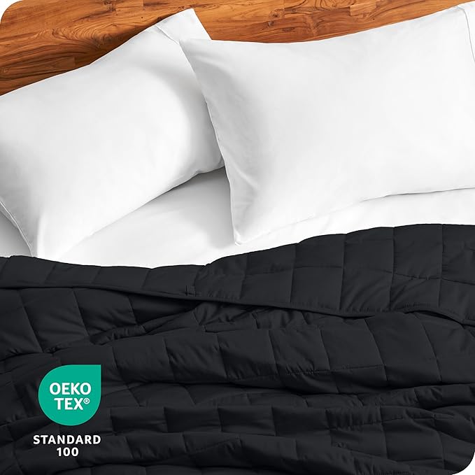Bare Home Weighted Blanket Twin or Full Size 10lb (40" x 60") - All-Natural 100% Cotton - Premium Heavy Blanket Nontoxic Glass Beads (Black, 40"x60")